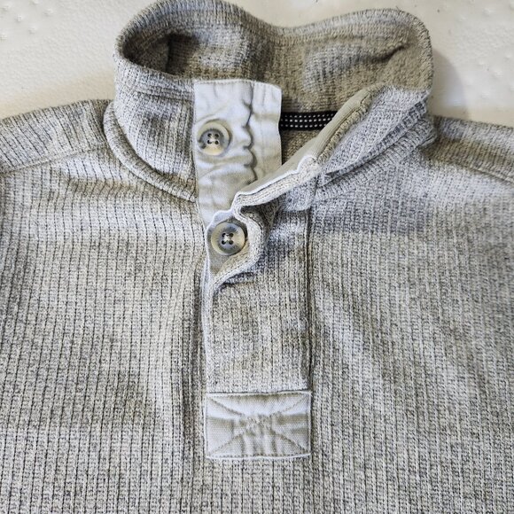 Field & Stream Sweater Size Large Knit Cream Colour 3 Button Mock Neck Pullover - Picture 3 of 6